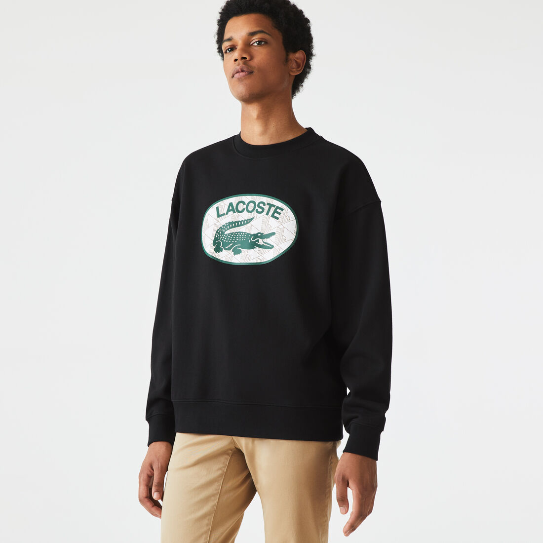 Lacoste Loose Fit Branded Monogram Print Sweatshirts Herren Schwarz | JOKD-82730