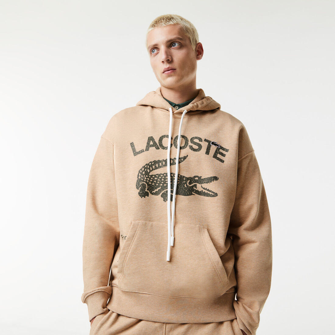 Lacoste Loose Fit Crocodile Mit Kapuze Sweatshirts Herren Beige | ZFMP-61239