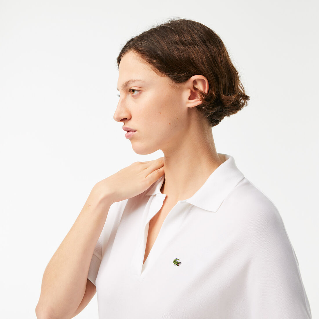 Lacoste Loose Fit Flowy Piqué Polo Shirts Damen Weiß | MWKO-70829