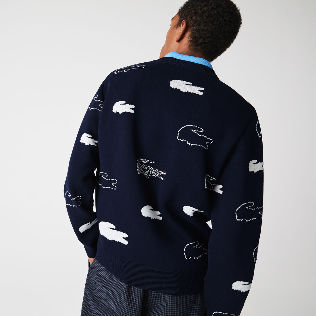 Lacoste Made In France Crew Neck Organic Baumwoll Jacquard Pullover Herren Blau | CHSO-23471