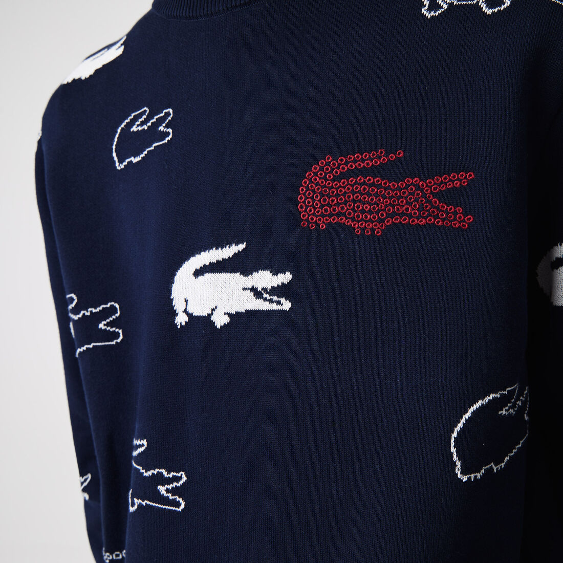 Lacoste Made In France Crew Neck Organic Baumwoll Jacquard Pullover Herren Blau | CHSO-23471