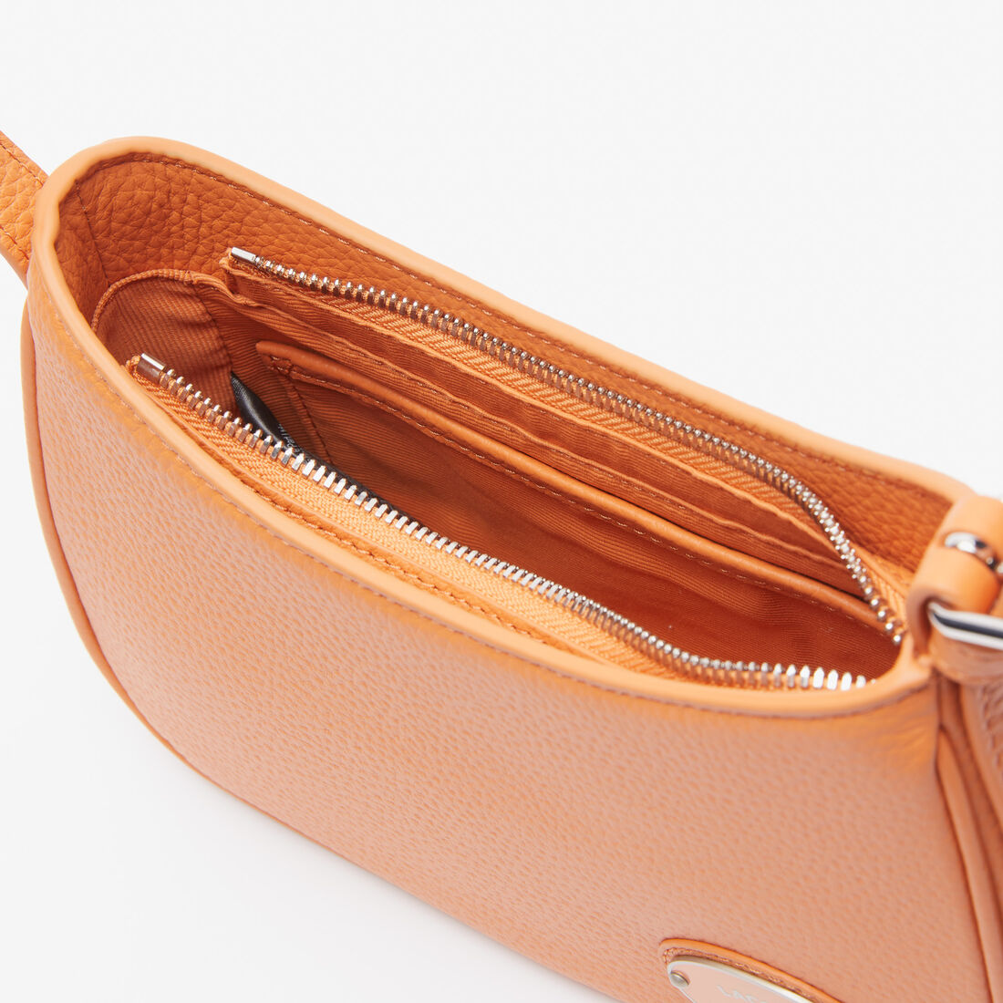 Lacoste Metal Plate Grained Leder Schultertaschen Damen Orange | PDLS-49750