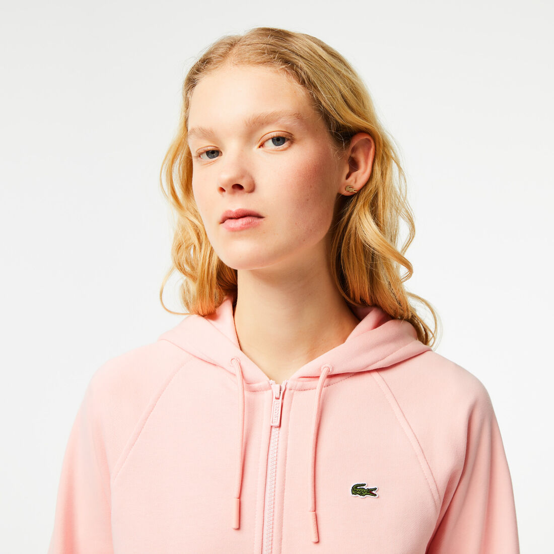 Lacoste Mit Kapuze Organic Fleece Zippered Sweatshirts Damen Rosa | YDIO-39508