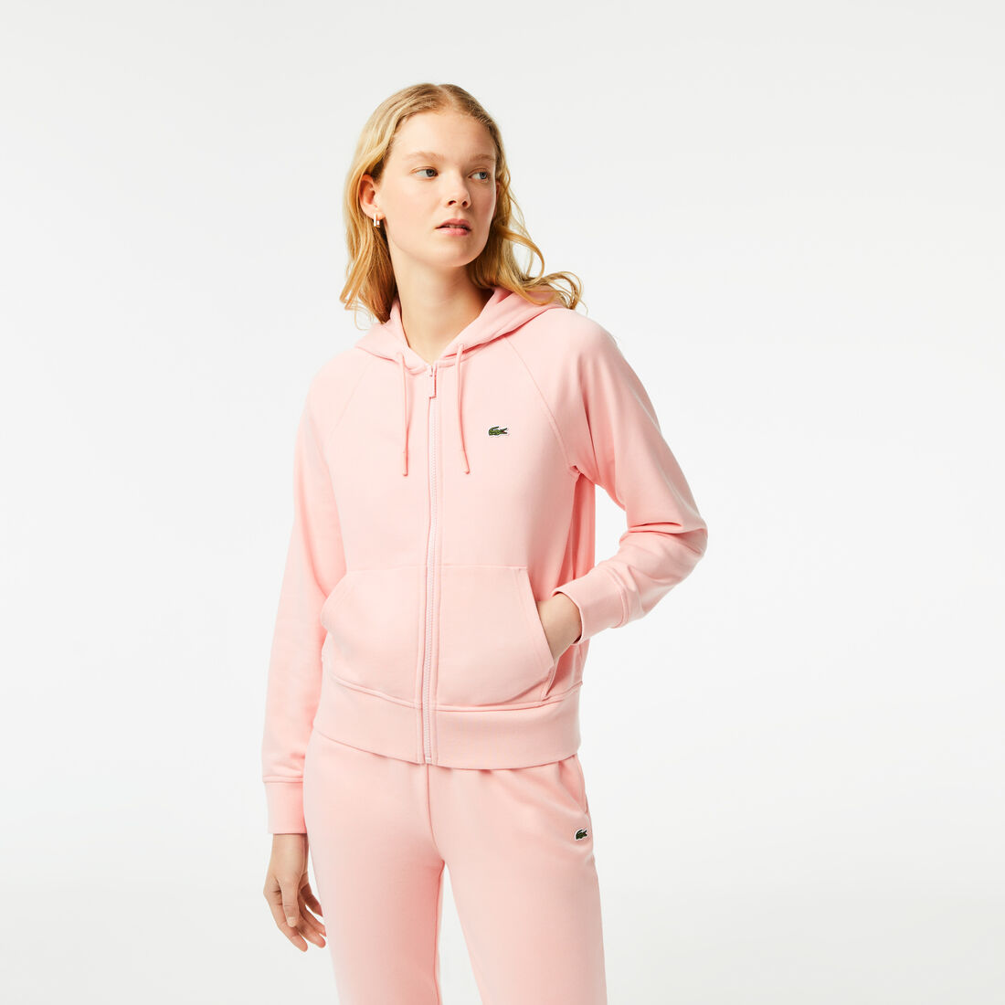 Lacoste Mit Kapuze Organic Fleece Zippered Sweatshirts Damen Rosa | YDIO-39508