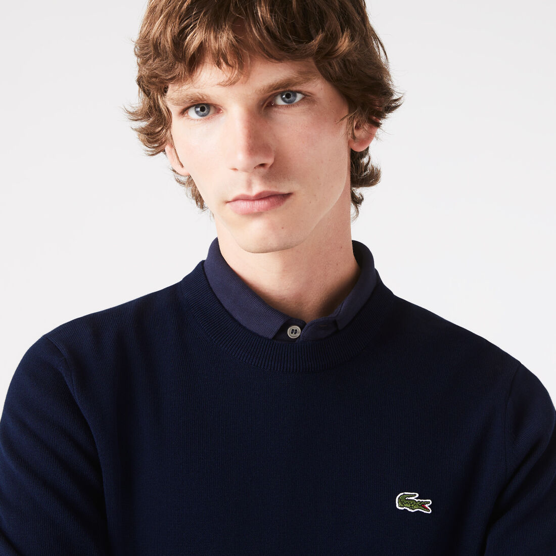 Lacoste Organic Baumwoll Crew Neck Pullover Herren Navy Blau | CGEM-69230