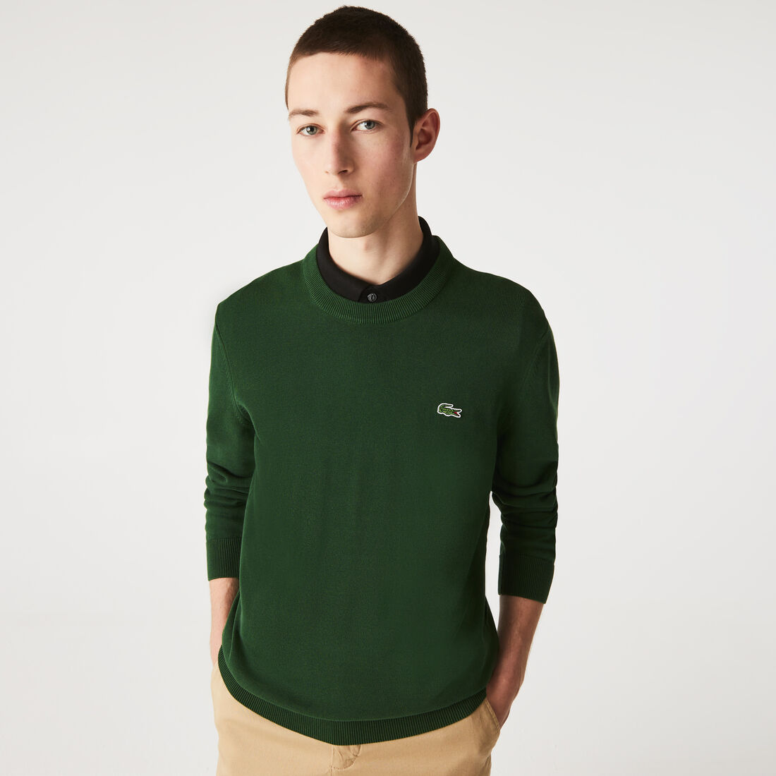 Lacoste Organic Baumwoll Crew Neck Pullover Herren Grün | KYQC-08497