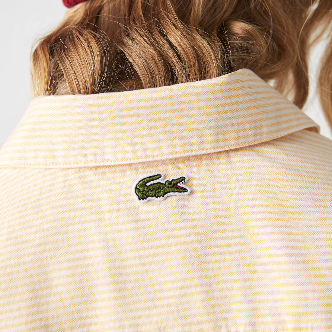 Lacoste Oxford Baumwoll Oversised Hemd Damen Gelb Weiß | MSDQ-15826