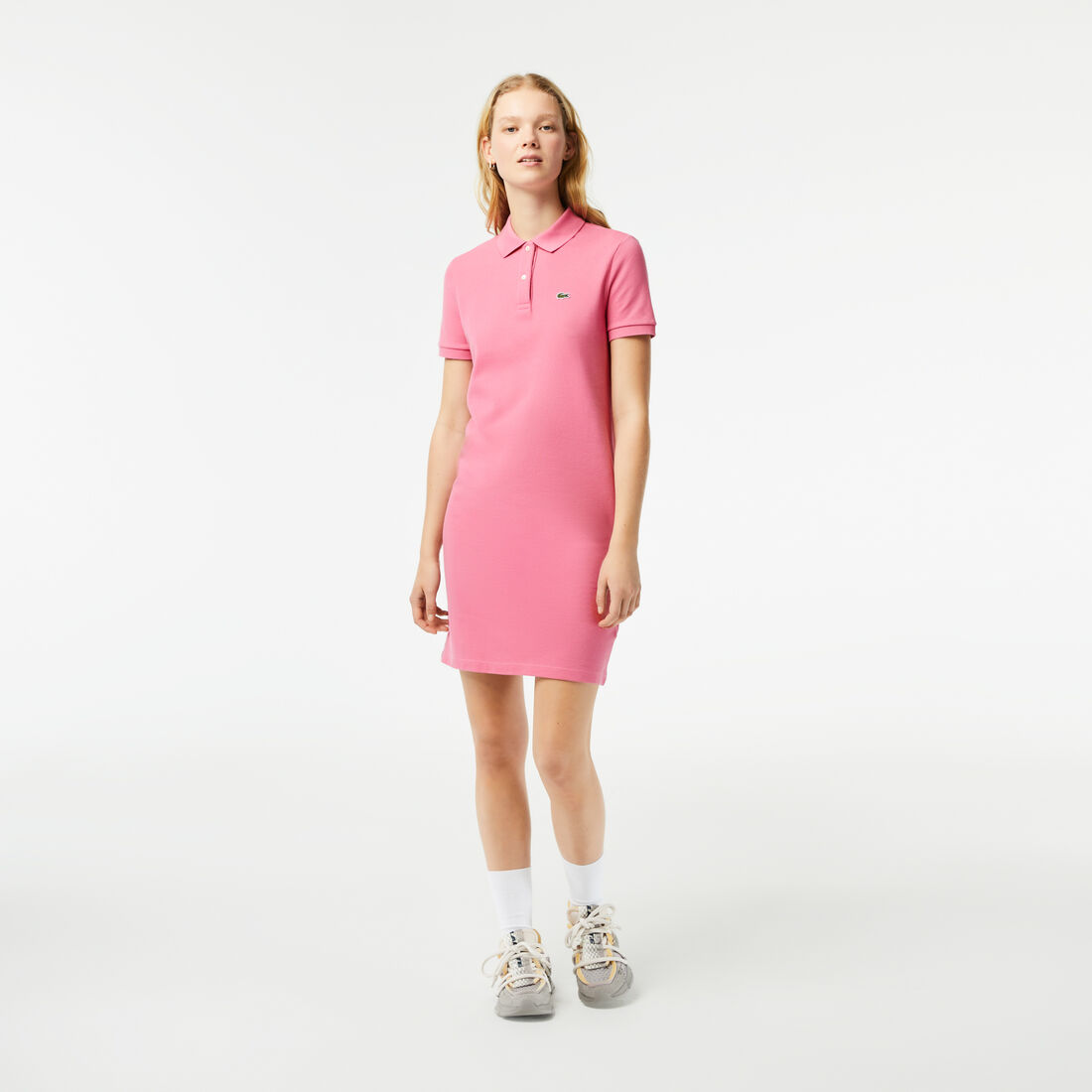 Lacoste Piqué Knit Kleider Damen Rosa | HFJY-49123