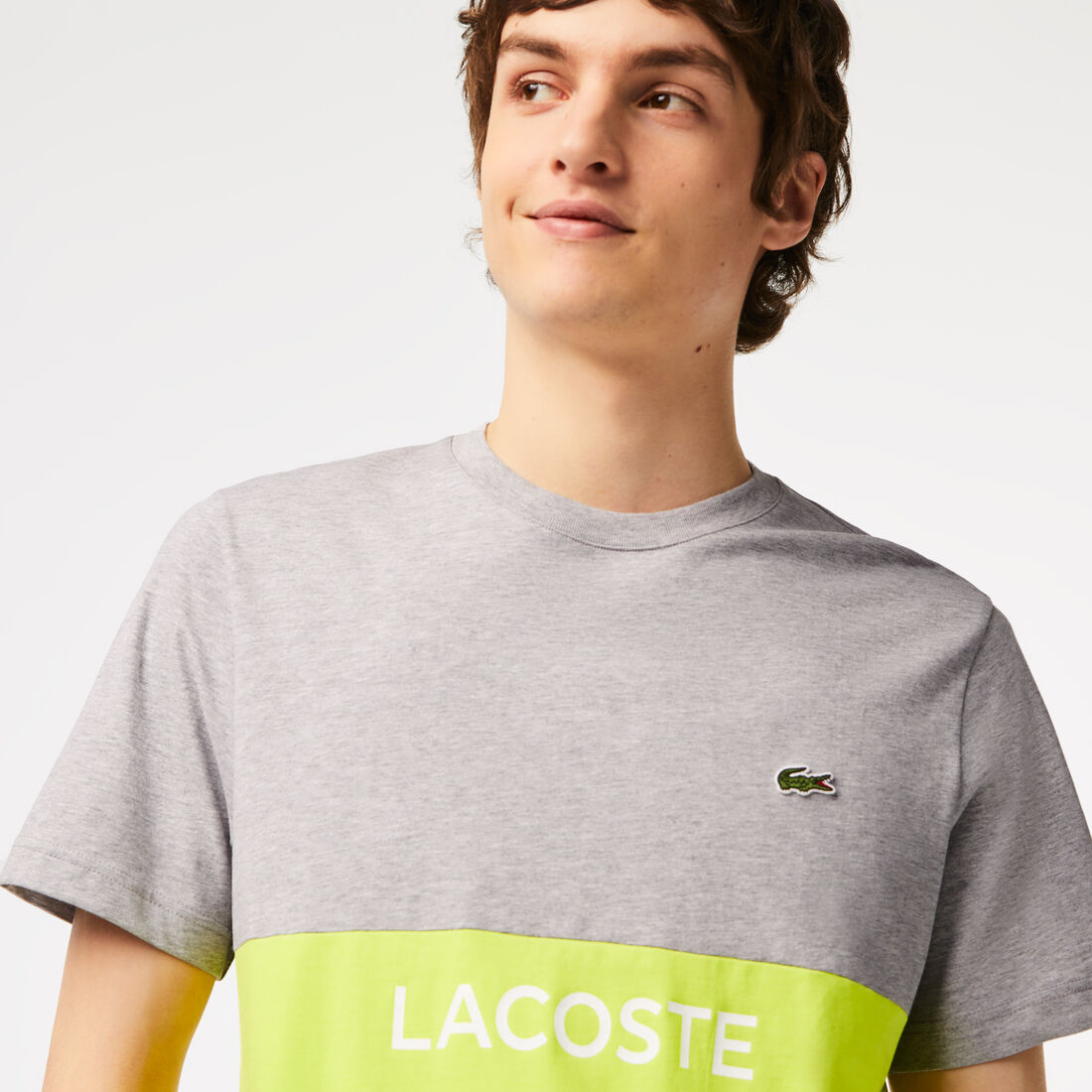 Lacoste Regular Fit Baumwoll Jersey Colourblock T-shirts Herren Grau Gelb | RBHO-74923