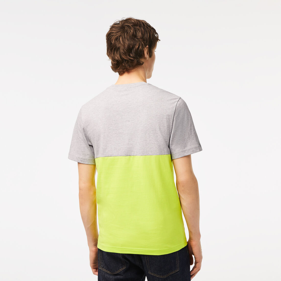 Lacoste Regular Fit Baumwoll Jersey Colourblock T-shirts Herren Grau Gelb | RBHO-74923