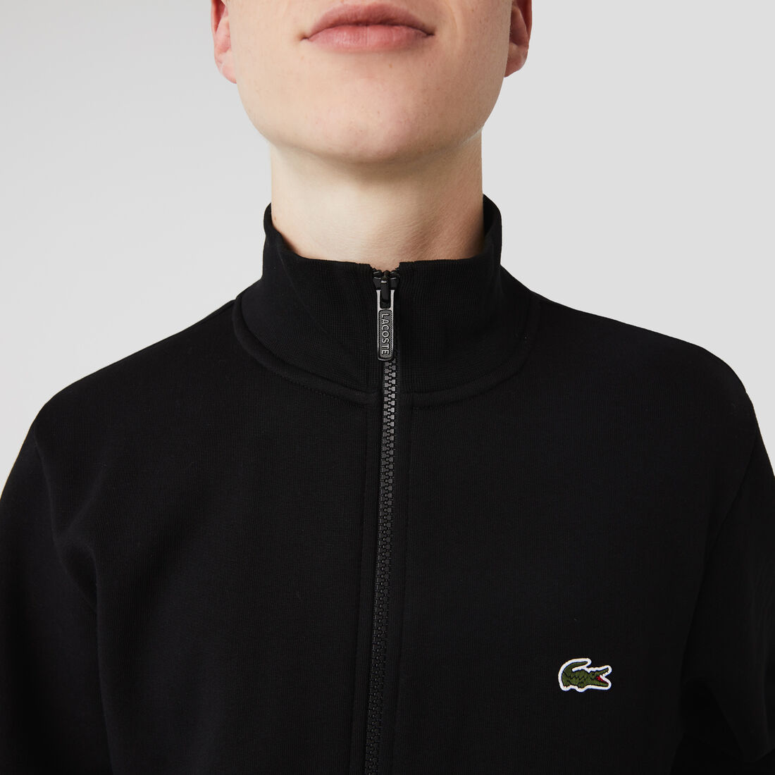 Lacoste Regular Fit Brushed Fleece Zippered Sweatshirts Herren Schwarz | GWTZ-13920