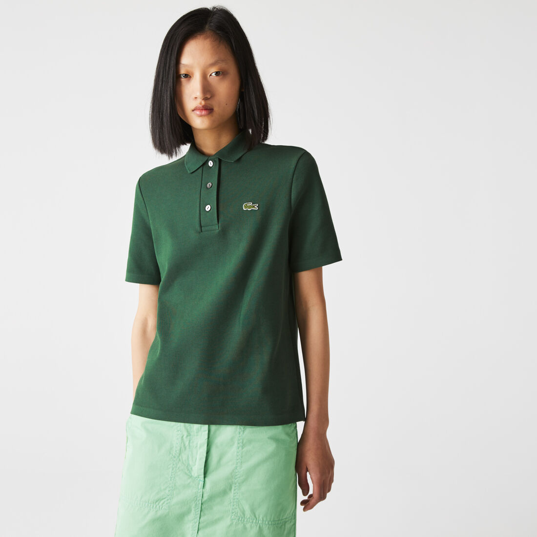 Lacoste Regular Fit Gestreift Organic Baumwoll Polo Shirts Damen Grün | GFLI-67851