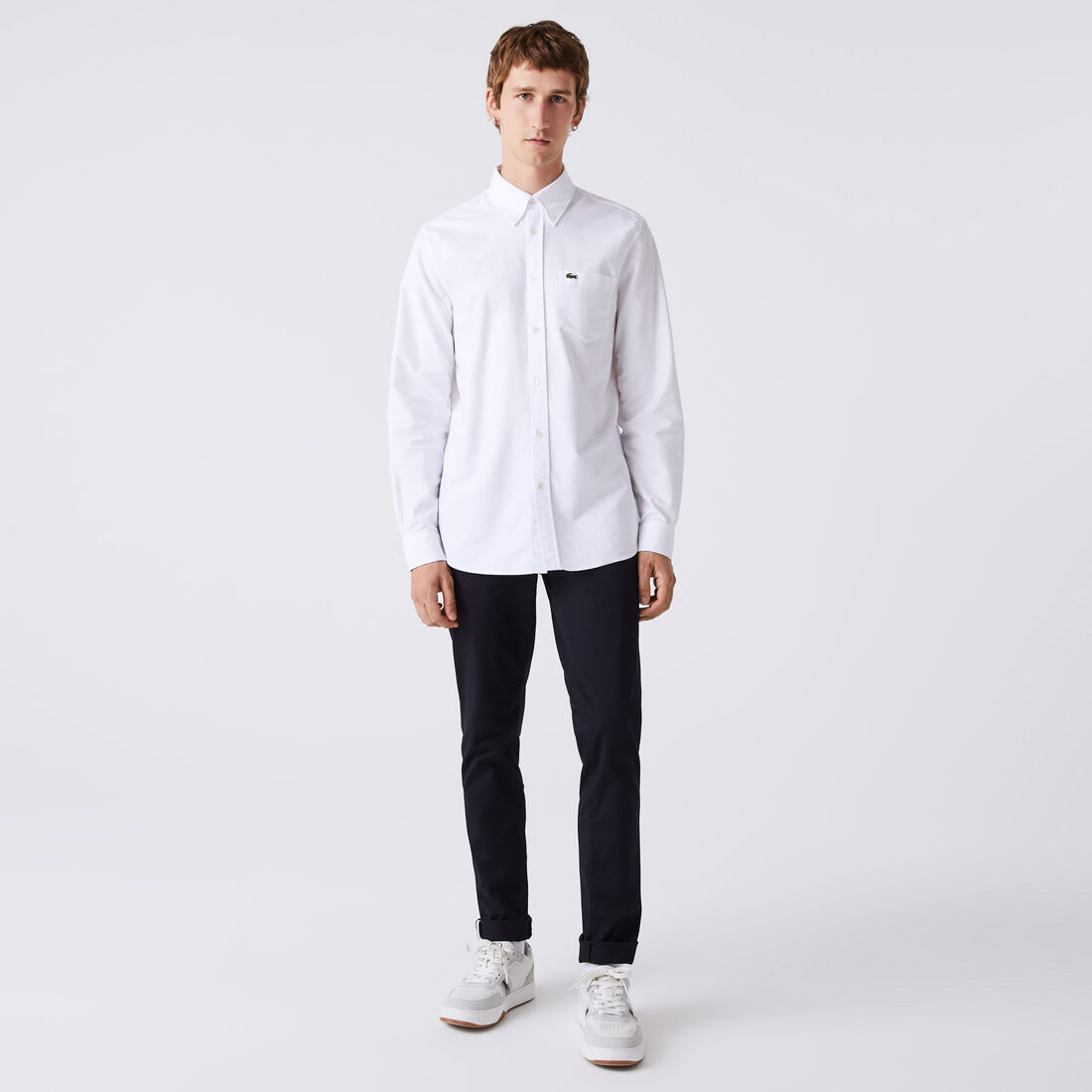 Lacoste Regular Fit Oxford Baumwoll Hemd Herren Weiß | UFIB-46835