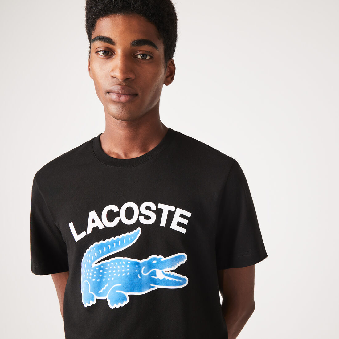 Lacoste Regular Fit Xl Crocodile Print T-shirts Herren Schwarz | JZUF-98476