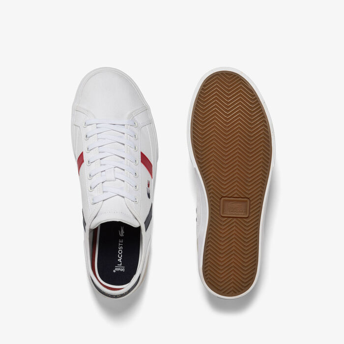 Lacoste Sideline Pro Textil Tricolour Sneakers Herren Weiß Navy Rot | HWPM-83542