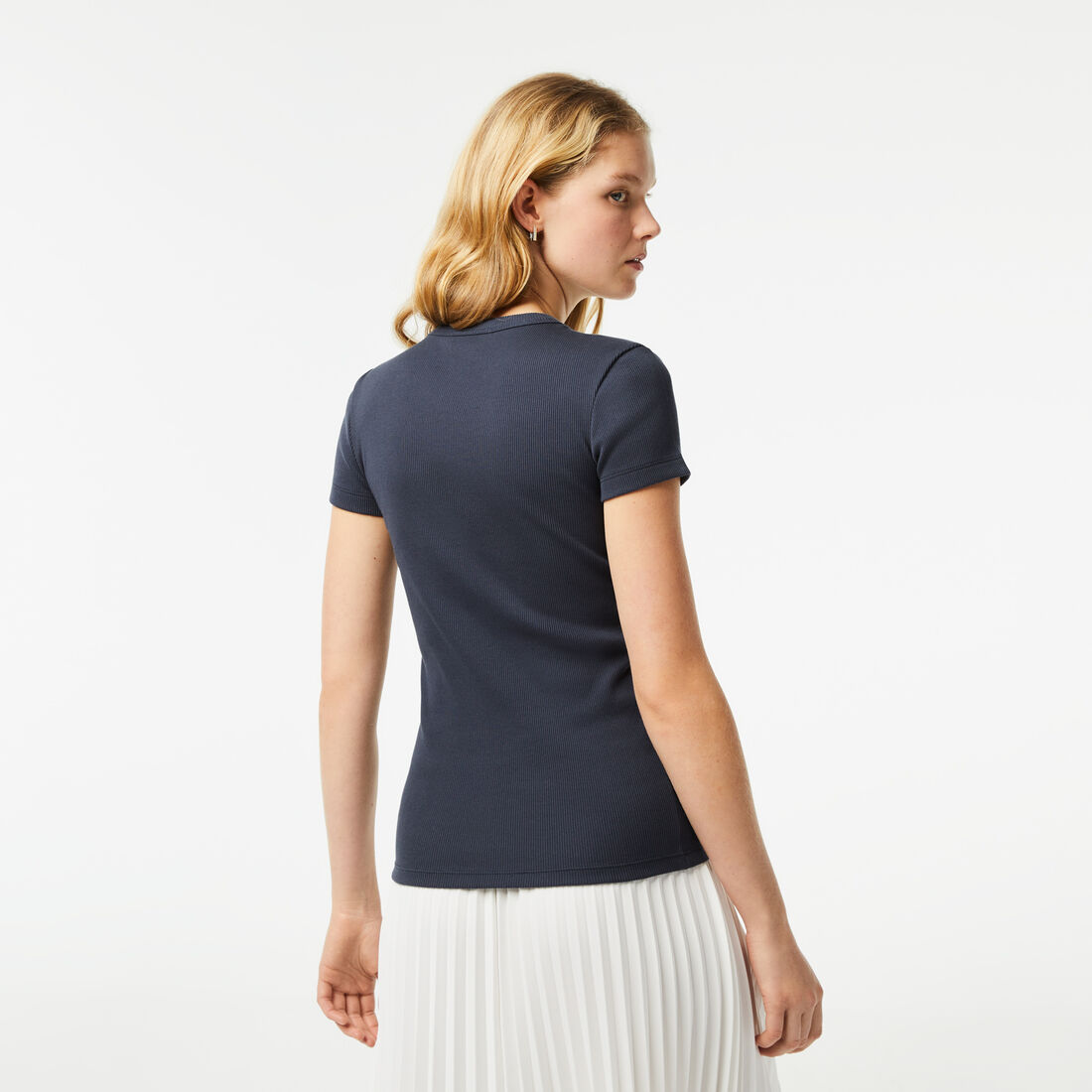 Lacoste Slim Fit Organic Baumwoll V-neck T-shirts Damen Blau | QUVL-10567