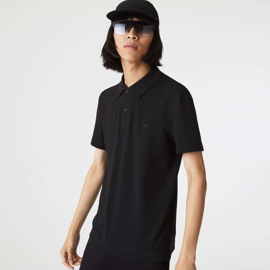 Lacoste Slim Fit Organic Stretch Baumwoll Piqué Polo Shirts Herren Schwarz | LDOB-51796