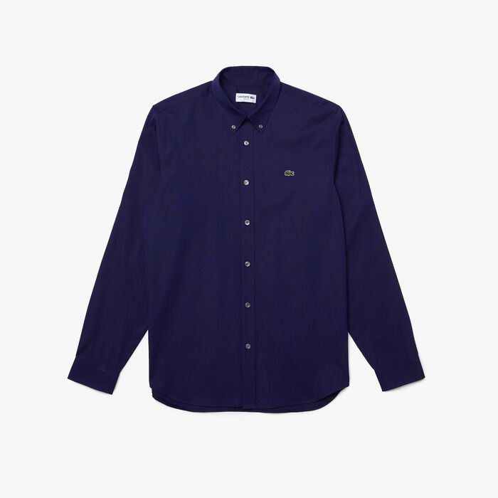 Lacoste Slim Fit Premium Baumwoll Hemd Herren Navy Blau | RVFS-60531