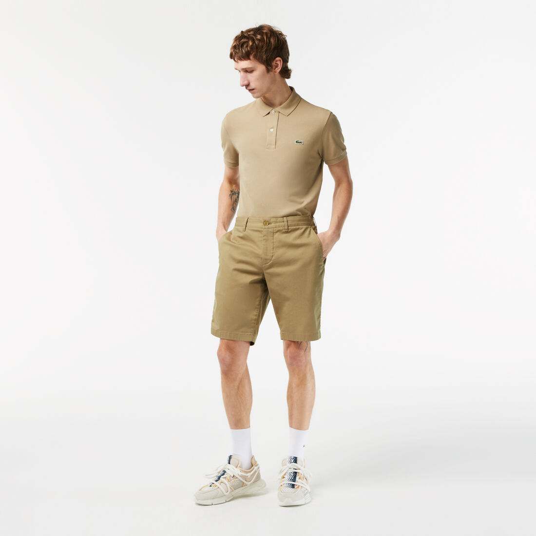 Lacoste Slim Fit Stretch Baumwoll Bermuda Kurze Hose Herren Beige | GCSP-47260