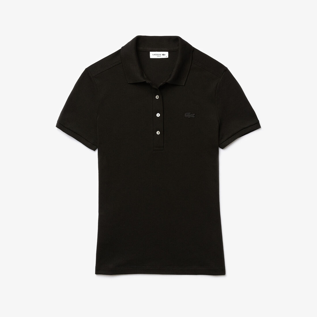 Lacoste Slim Fit Stretch Baumwoll Piqué Polo Shirts Damen Schwarz | OVIW-07824