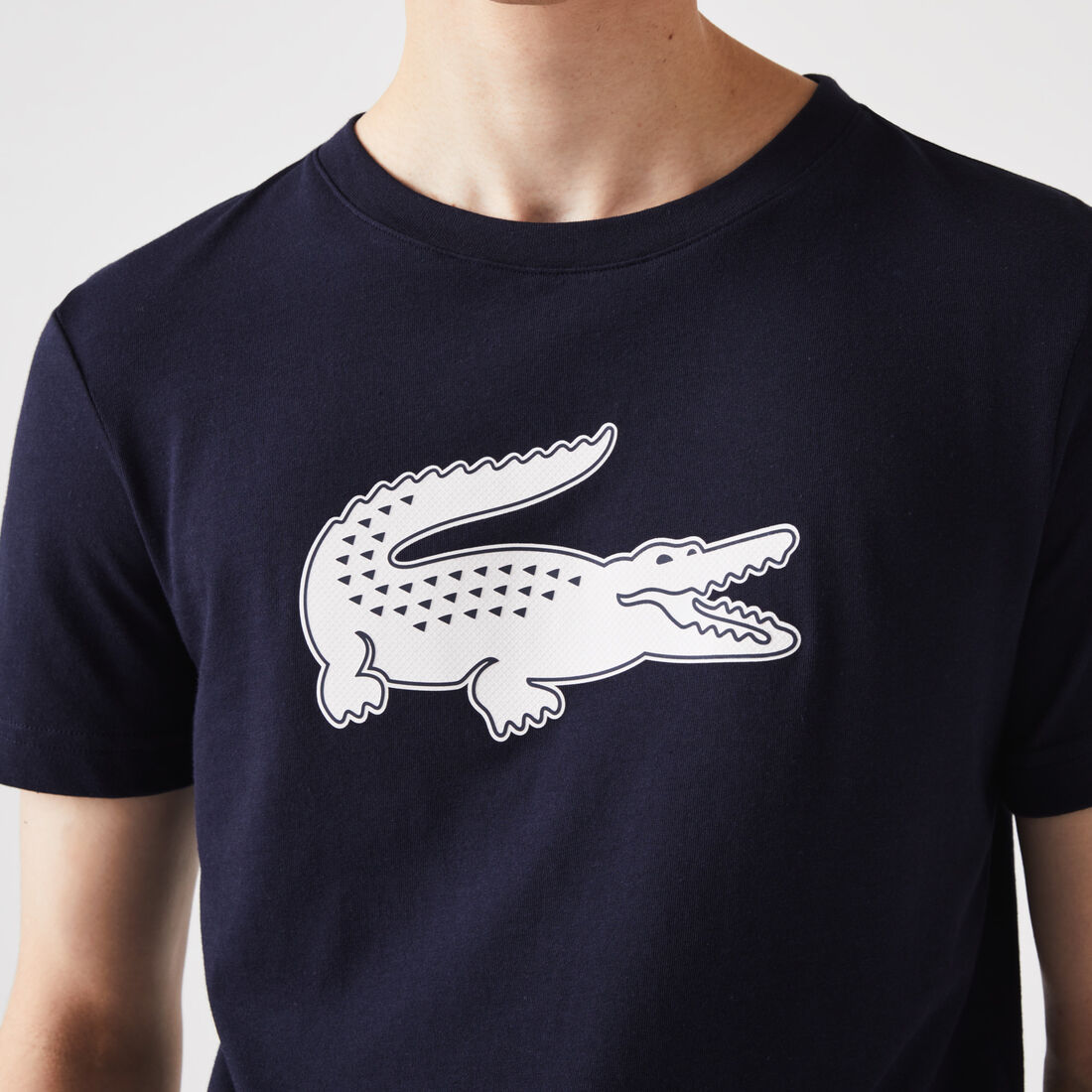 Lacoste Sport 3d Print Crocodile Atmungsaktiv Jersey T-shirts Herren Navy Blau Weiß | BHYD-74201