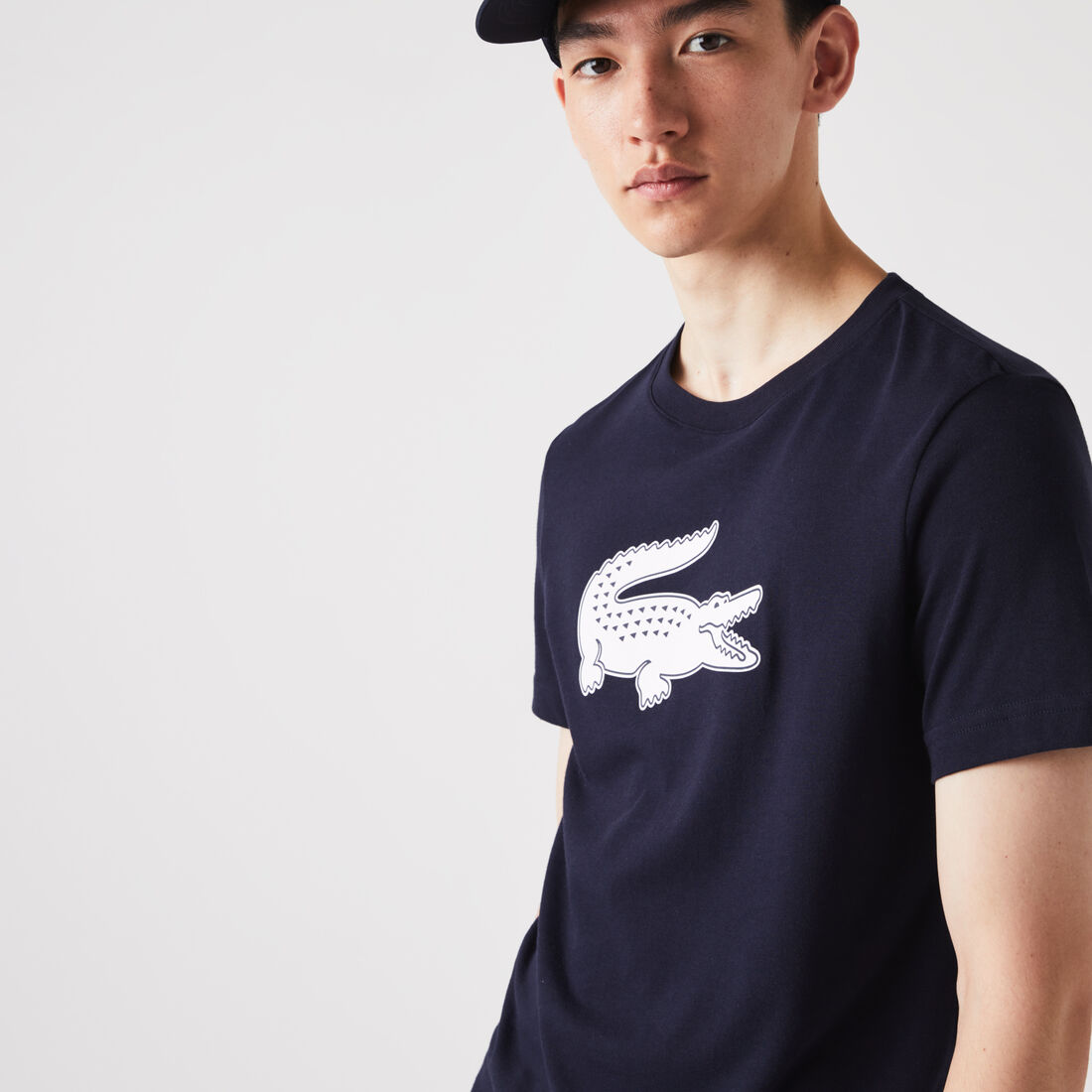 Lacoste Sport 3d Print Crocodile Atmungsaktiv Jersey T-shirts Herren Navy Blau Weiß | BHYD-74201