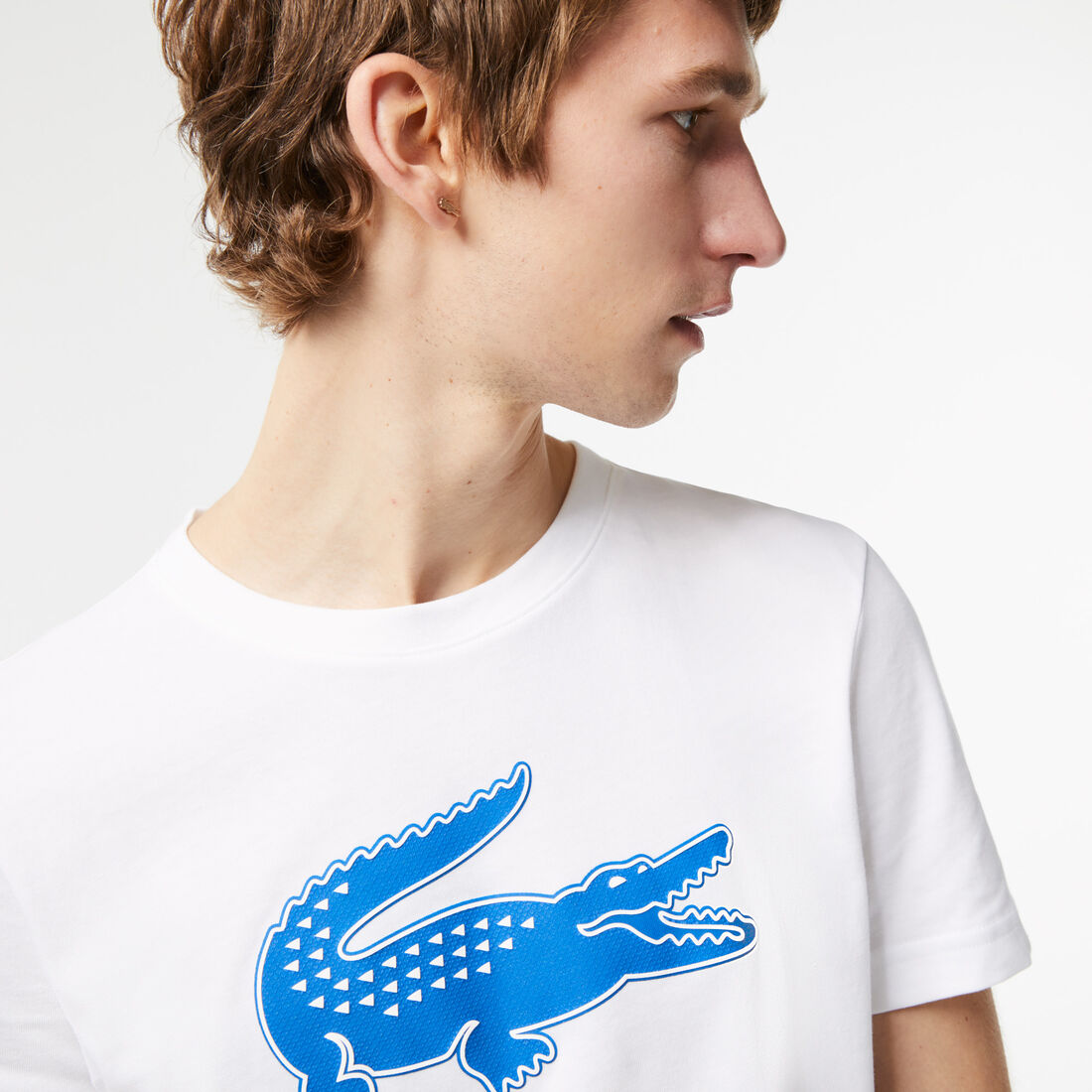 Lacoste Sport 3d Print Crocodile Atmungsaktiv Jersey T-shirts Herren Weiß Blau | COMP-52479