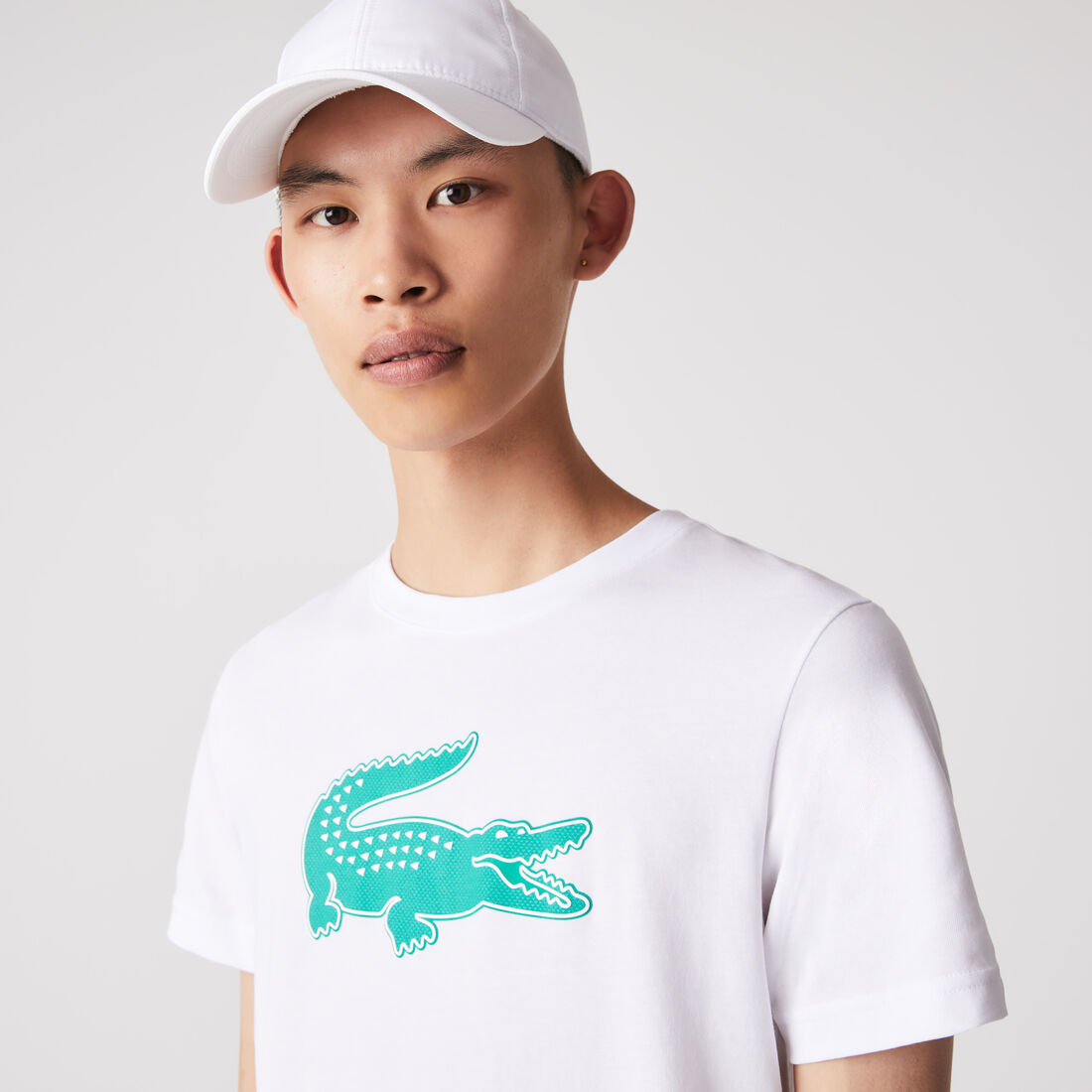 Lacoste Sport 3d Print Crocodile Atmungsaktiv Jersey T-shirts Herren Weiß Grün | PTGV-75240