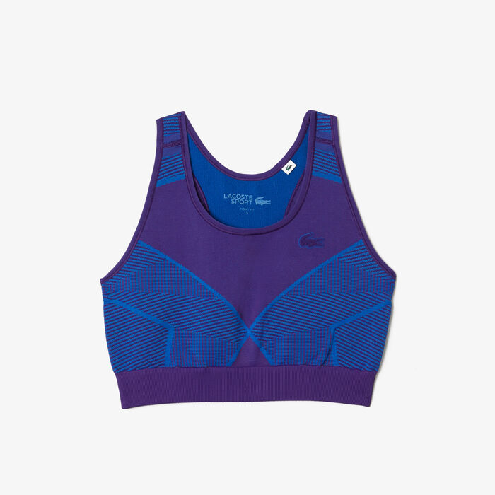 Lacoste Sport Contrast Gestreift Seamless Sport Bh Damen Lila Blau | AGHO-12974