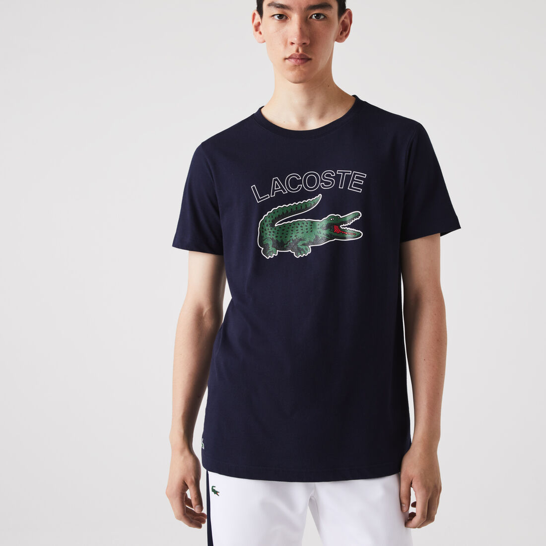 Lacoste Sport Crocodile Print Jersey T-shirts Herren Navy Blau | RCJE-97534