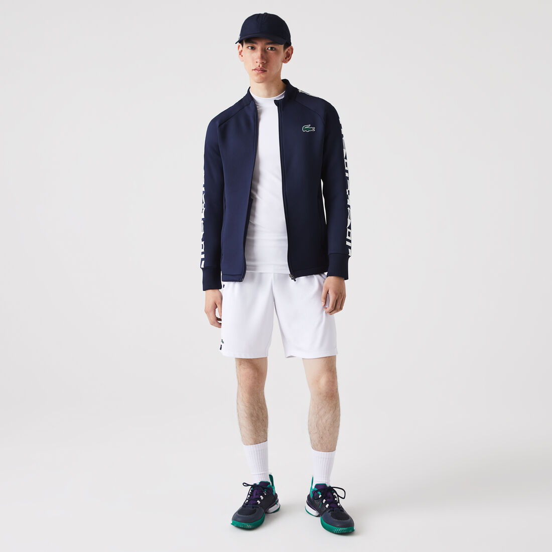 Lacoste Sport Printed Zip Tennis Sweatshirts Herren Navy Blau | GKEX-90123