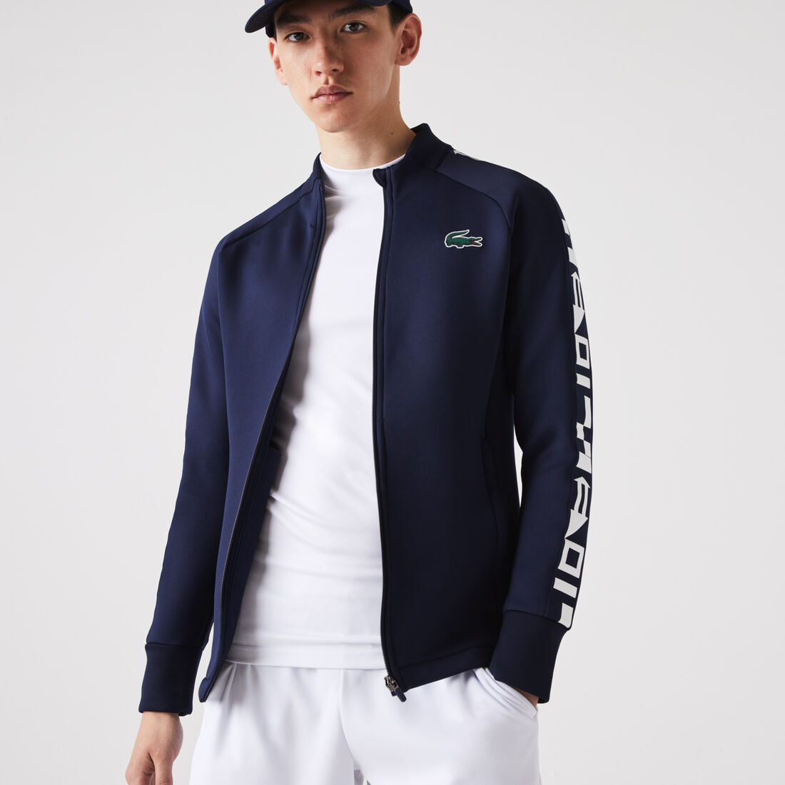 Lacoste Sport Printed Zip Tennis Sweatshirts Herren Navy Blau | GKEX-90123