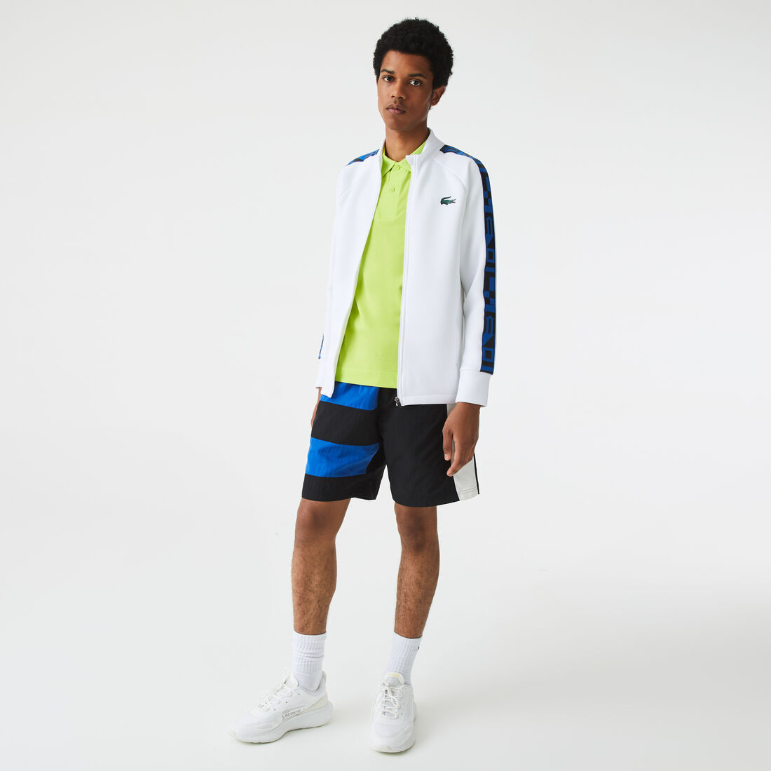 Lacoste Sport Printed Zip Tennis Sweatshirts Herren Weiß | QWGS-10456