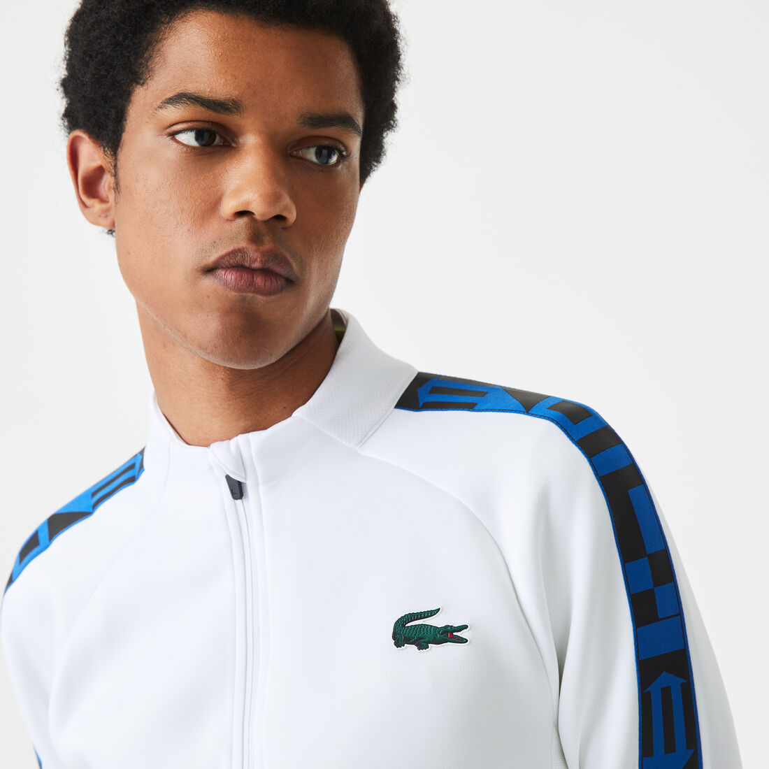 Lacoste Sport Printed Zip Tennis Sweatshirts Herren Weiß | QWGS-10456