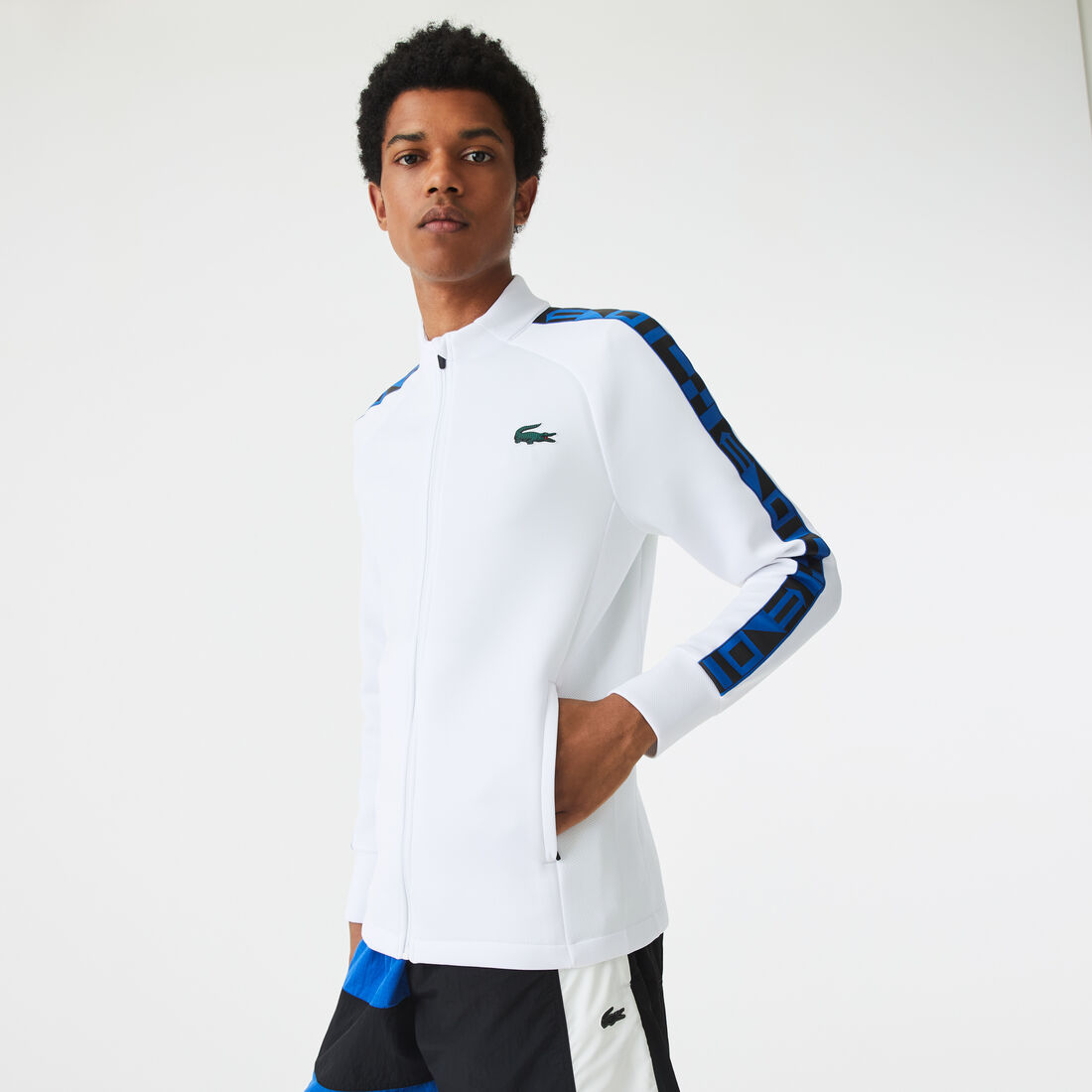 Lacoste Sport Printed Zip Tennis Sweatshirts Herren Weiß | QWGS-10456