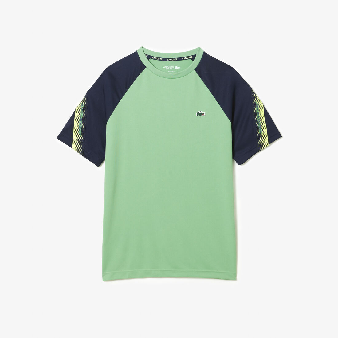 Lacoste Sport Regular Fit Logo Stripe T-shirts Herren Grün Navy Blau | HCXN-54072