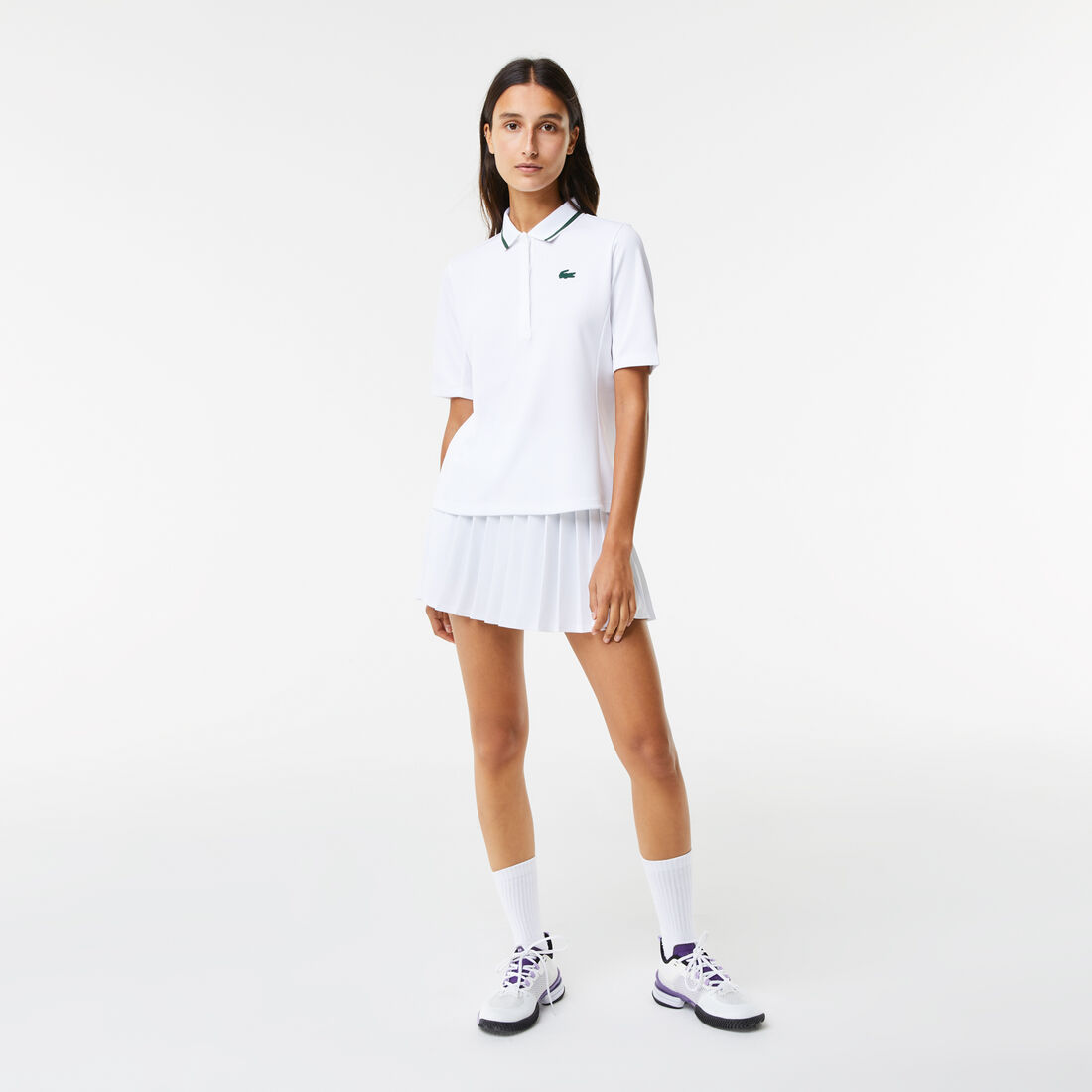 Lacoste Sport Thermo-regulating Piqué Tennis Polo Shirts Damen Weiß Grün | KPUD-07481