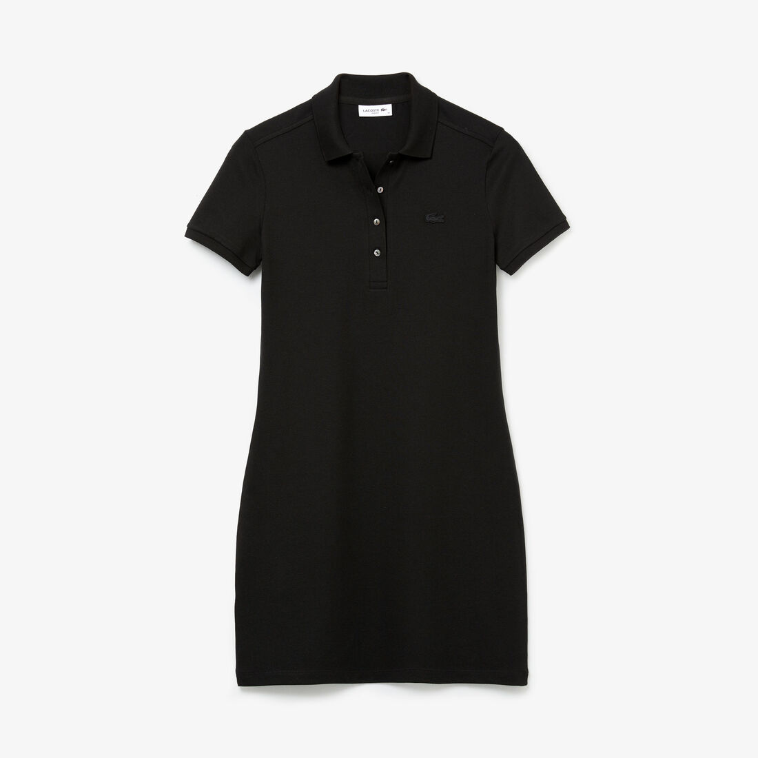 Lacoste Stretch Baumwoll Piqué Kleider Damen Schwarz | TJMG-68517