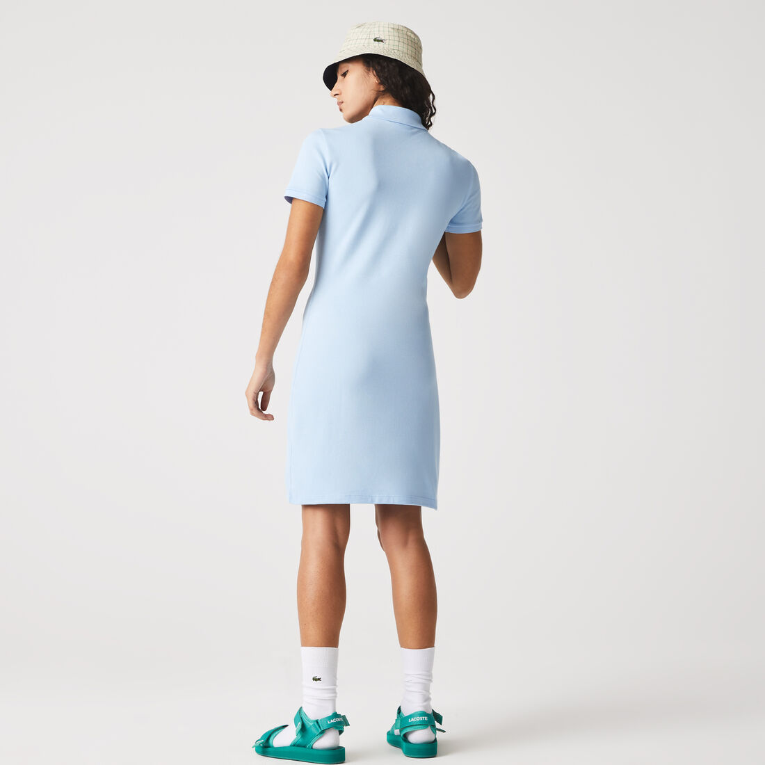 Lacoste Stretch Baumwoll Piqué Kleider Damen Blau | VMYN-18097