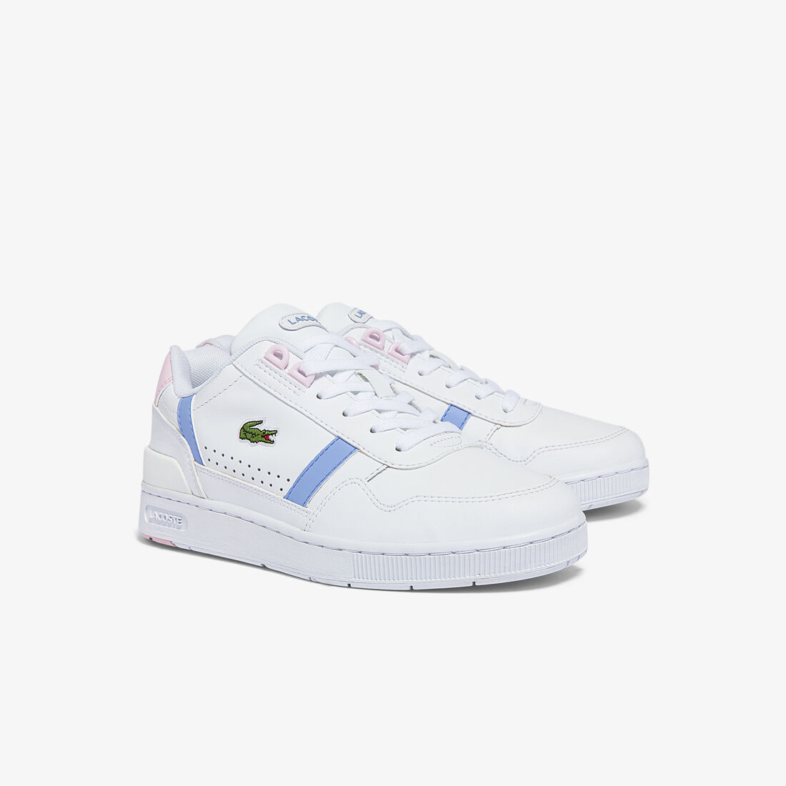 Lacoste T-clip Leder And Synthetik Sneakers Damen Weiß Hellblau | RVBI-31864