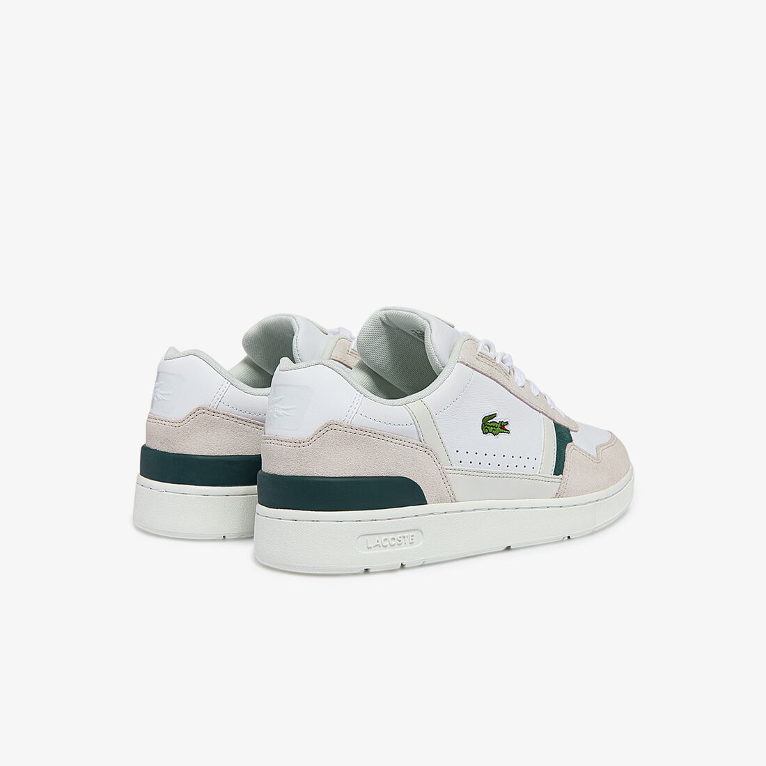 Lacoste T-clip Leder And Wildleder Sneakers Herren Weiß Dunkelgrün | AJOP-49782