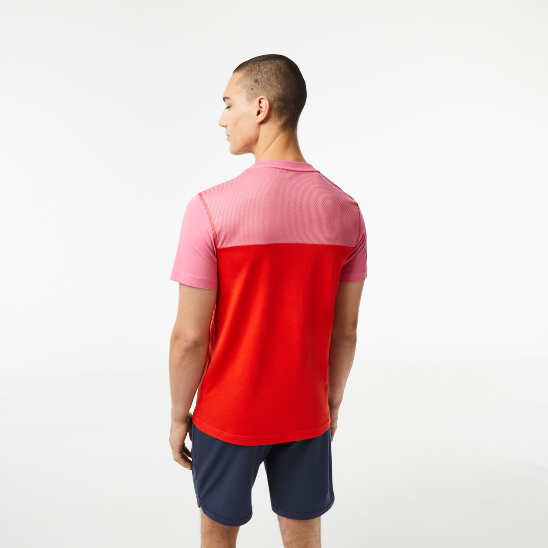 Lacoste Tennis X Daniil Medvedev Jersey T-shirts Herren Rosa Rot Blau | XQTO-03458