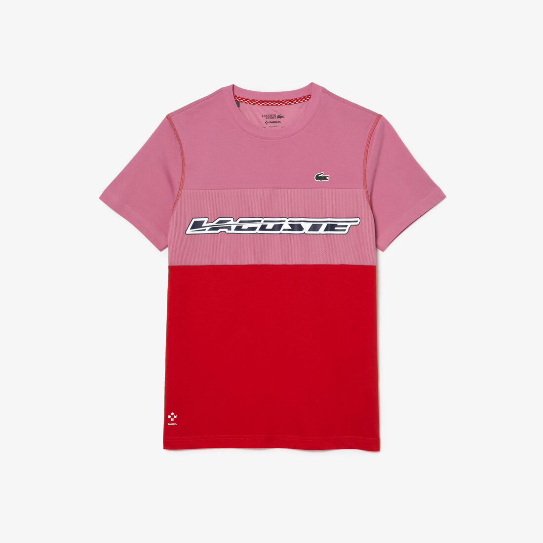 Lacoste Tennis X Daniil Medvedev Jersey T-shirts Herren Rosa Rot Blau | XQTO-03458