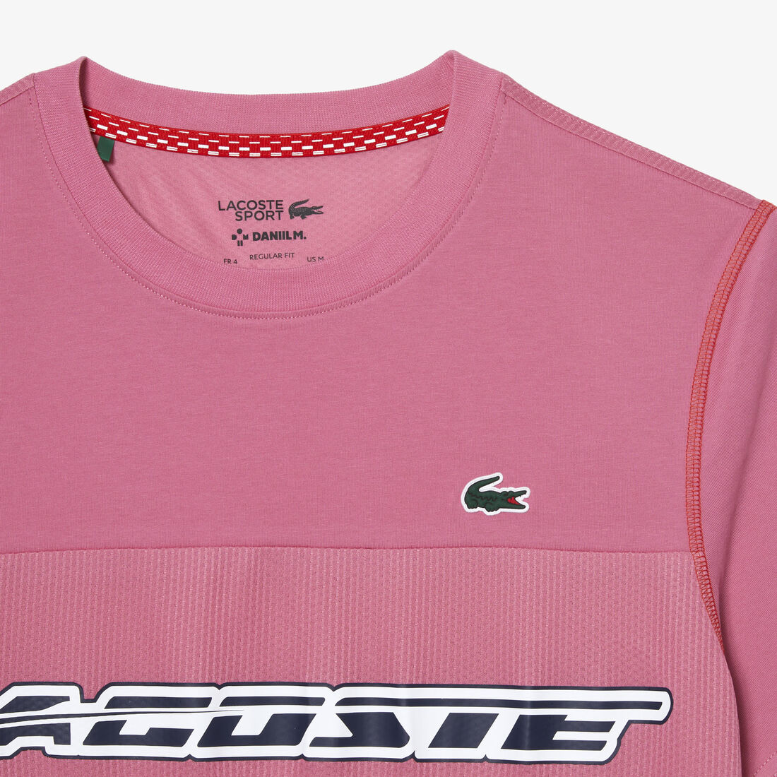 Lacoste Tennis X Daniil Medvedev Jersey T-shirts Herren Rosa Rot Blau | XQTO-03458