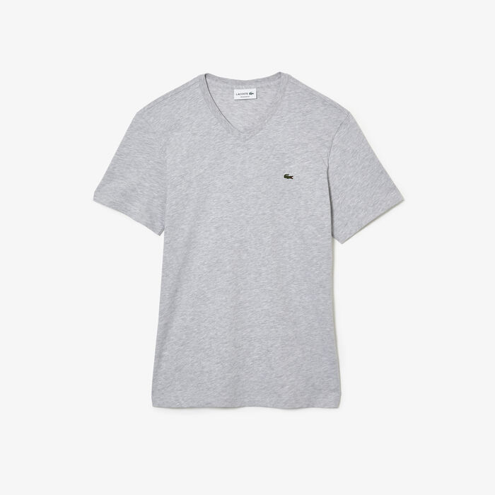 Lacoste V-neck Baumwoll T-shirts Herren Grau | AJVL-45276