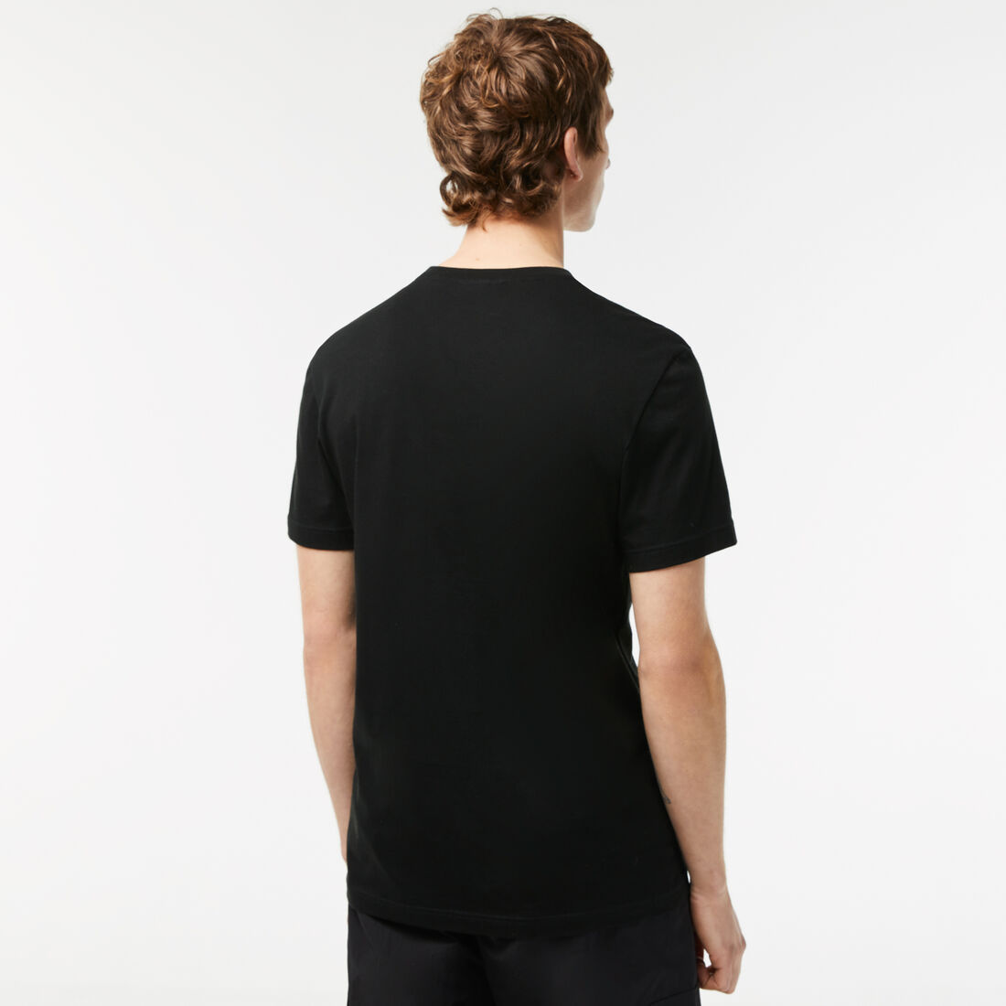 Lacoste V-neck Baumwoll T-shirts Herren Schwarz | VHMC-54160