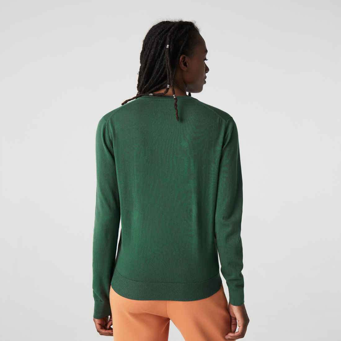 Lacoste V-neck Organic Baumwoll Sweatshirts Damen Grün | DCBN-13094