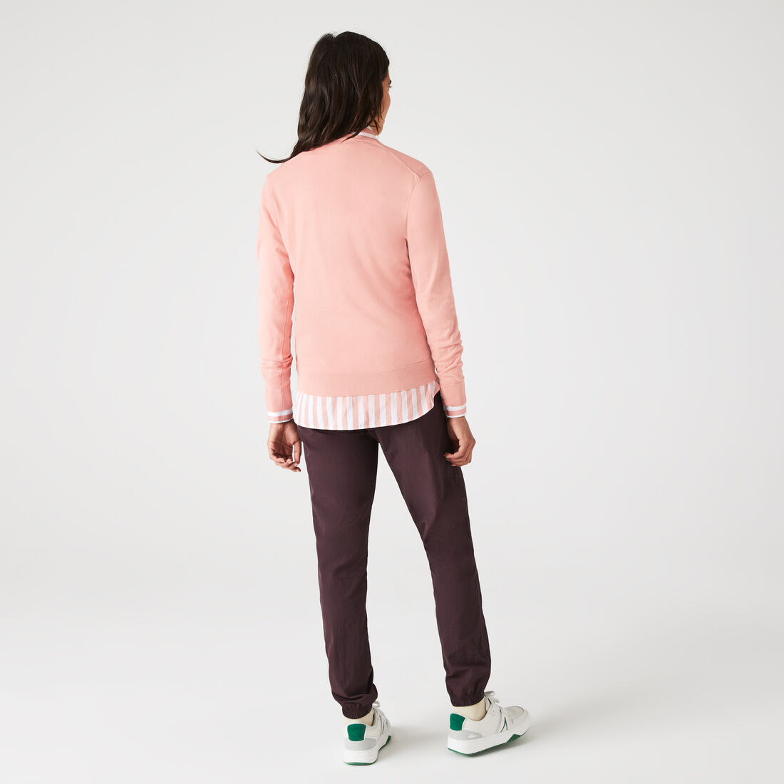 Lacoste V-neck Organic Baumwoll Sweatshirts Damen Rosa | PWLE-63954