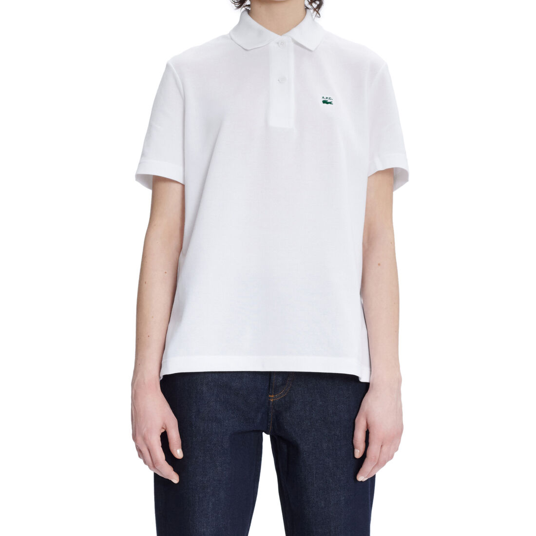 Lacoste X A.p.c. Loose Fit Baumwoll Petit Piqué Polo Shirts Damen Weiß | SEVC-82735