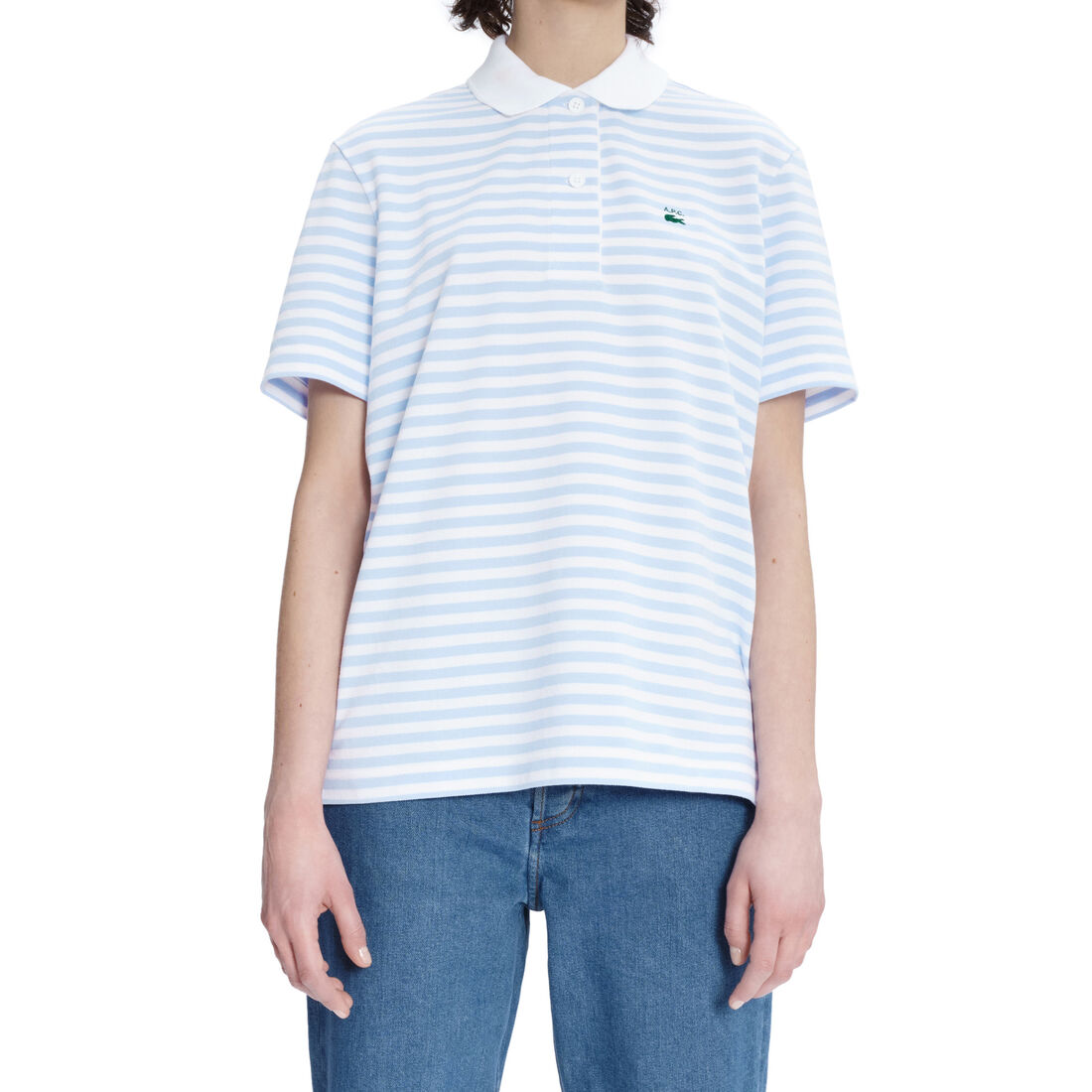 Lacoste X A.p.c. Loose Fit Gestreift Polo Shirts Damen Weiß | LORK-72491